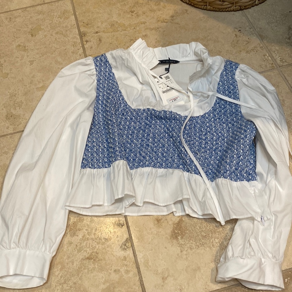 Zara ruffle crop top blouse